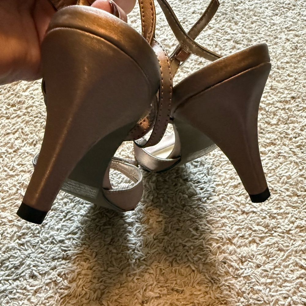 Easy Street Starlet Bronze Satin Sandals - Picture 3 of 5